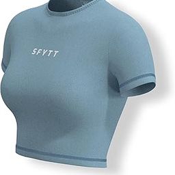 Sfytt Women Gym Crop Top Athletic Yoga Short Sleeve Fitness Tight Tee Outdoor Workout Cropped Tank Tops-image-81