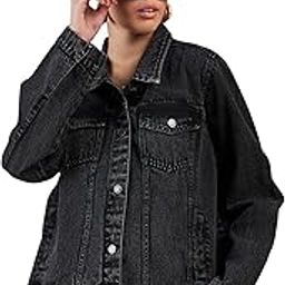 Black Washed Denim Regular Jacket-image-58