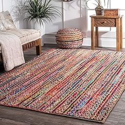 Jk Enterprises Jute & Chindi Braided Natural Rug Hand Woven & Reversible for Living Room Kitchen Entryway Rug, Jute & Chindi Rectangular Braided Rug (Jute Chindi Multi 1, 40 X 60 Cm)-picture-25