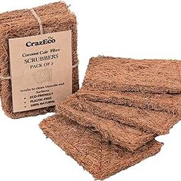 Coconut Coir Scrub Pads, Set of 10, 10 cm x 8 cm, Natural, Plastic-Free, Multi-Purpose, Scratch-Free, Long-Lasting, Stitched, for Dishwashing and Cleaning.-image-25