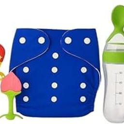 Joy Buzz Baby Cloth Resuable Diaper With 1 insert , Food and Fruit Feeder & Silicone Fruit Shape Stand Teether With Feeding Bottle Cover Sleeves Suitable For 120ml 220ml 240ml Multicolor Pack of 5 (MULTICOLOR 2)-image-93