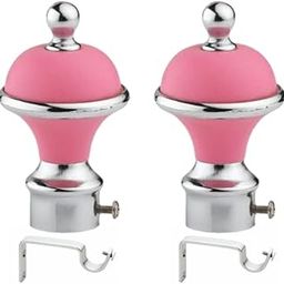 Zapex® Decorative ABS + Steel Curtain Bracket with Support 1 Inch Rod Pocket Finials Window Rod Support Fittings, Curtain Rod Holder (Pack of 2, Pink)-image-80