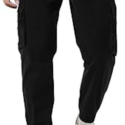 LEOTUDE Men's Black Cotton Cargo Track Pants – Stylish & Comfortable (Color : Black)-picture-26