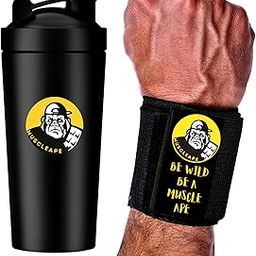 Stainless Steel Shaker Bottle With Black Wrist Wraps For Gym (Black) 100% Leakproof Guarantee, Ideal For Protein, Pre Workout, Bcaas & Water Bpa Free Material, 750 milliliter.-image-87