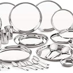 Neelam Stainless Steel 24 Gauge Classic Dinner Set, Solid 50 Pcs Set Serving 6 People, Silver, Durable, Dishwasher Safe, Ideal Gifting Dinner Set for Anniversary, Wedding, Housewarming Party.-29
