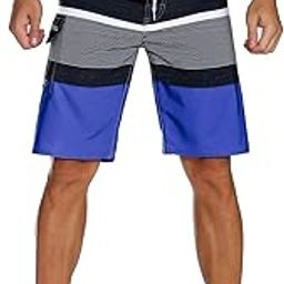 Men's Holiday Quick Dry Bathing Shorts with Linning Blue&Black 28-image-46