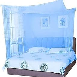 Polycotton Mosquito Net (Machhardani) for King Size Bed (Blue, 7x7 ft) | Strong, Breathable & Lightweight | Easy Setup, Durable & Portable | Full Protection for Home & Travel.-24