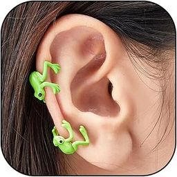 Frog Earrings for Women Trendy Green Frog Ear Cuffs Non Pierced 3D Animal Earrings Cool Fun Frog Jewelry Gifts-image-95