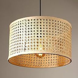 Habere India-All the Cultures Fabricating India Bamboo Lampshade | Cane Lamps | Wicker Lamps | Cafe Lights | Rattan Ceiling Lamps | Rattan Lamp Light | Hanging Lamp - Medium(Dia:36x H:20 CM)-picture-26