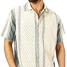 thomas scott Mens Half Sleeves Cotton Blend Crochet Textured Shirt-picture-5