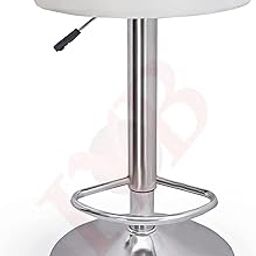 IYB- White Round Bar Stool PU Leather with Footrest Height Adjustable Swivel Pub Chair Home Kitchen Bar Stools Backless Stool-image-21