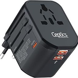 Ceptics 4 in 1 Universal Charger Adapter, 2 USB QC 3.0, 20W USB-C Universal Travel Adapter All in One Fast Charging, International Travel Adapter Lifetime Limited Warranty, for EU, UK, USA/AUS, Black-10