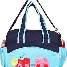 Unique Ideas New Born Baby Multipurpose Polyester Diaper/Mother Bag with Holder Diaper Changing Multi Compartment (Ferozi Turquoise Blue, Medium)-image-78