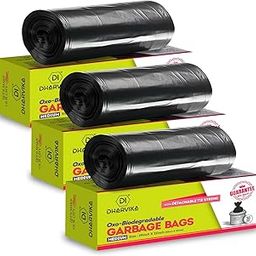 Dharvika Innovations Biodegradable Black Color Garbage bags medium size, Dustbin bag 19x21 Inch 90 count-image-0