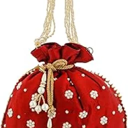 Kuber Industries Ethnic Clutch Silk Potli Batwa Pouch Bag with Beadwork Gift for Women (Maroon) - CTKTC23075-picture-5