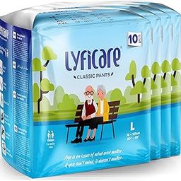 Lyficare Classic Adult Diaper Large Size (L) - 40 Units (Pack of 4) | Unisex Diapers Pants Style | Waist (75-100 cm) | Wetness Indicator, Super Absorb, 360° Protection & 0% Leakage | For Men & Women-image-68