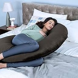 Wakefit Pregnancy Pillow | 3 Month Warranty | Velvet C-Shape Maternity Pillow for Pregnant Mothers, Pillow for Pregnant Women | Charcoal Grey-26