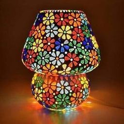 JINPINGHP Mushroom Shaped Glass Table lamp for Bedside Living & Home Decoration Table lamp (Multicolour, Bulb not Included); Made in India JPGL166-image-31