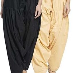 abrav Woman's/Girl's Plain Cotton Semi Patiala Salwar Combo of 2 Patiala Free Size-picture-47
