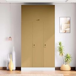 GODREJ INTERIO Almirah Slimline 3 Door Steel Almirah, Cupboard for Clothes (Textured Iced Coffee and Matte Alpine White), 1 Year Warranty, Locker, 7 Shelves, Overhead Unit-image-12