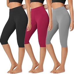 Brand Flex Women Cotton Lycra Capri for Women,Women 3/4th Cotton Plain Capri,Women Skinny Yoga Pants Combo of 3 Pack-image-91