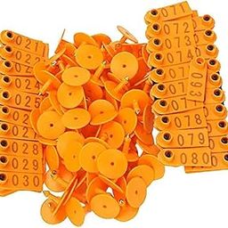 Imported Livestock Pig Goat Sheep Ear Tag Numbers Ear tag 100 Sets Orange-picture-15