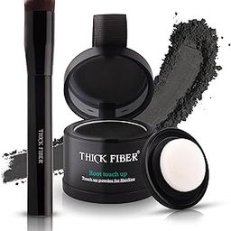 THICK FIBER Root Touch Up Powder, Root Cover for Thin & Bald Head - Water & Sweat Resistant Hair Powder for Thinning Hair Women, Includes Brush (Black) 4 Grams-image-79