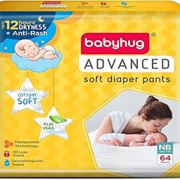 Babyhug Polyethylene Advanced Pant Style Diapers New Born (NB) Size - 64 Pieces-image-75