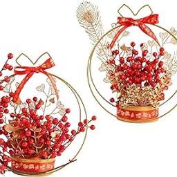 HEAVENGLOW 2X Flower Basket Ornament Door Hanging Spring Festival Style B and Style A-image-26