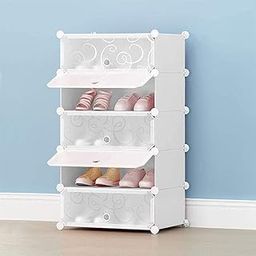Ozoy Portable Shoe Rack for Home Plastic Shelves Household, DIY Shoe Rack with Door for Heels/Shoes for Entryway,Hallway,Bedroom (White, 5-Shelf)-image-70