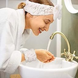Women Spa Head Band And Wrist Bands Makeup Face Wash Headband Wristband Set, Spa Headband Makeup Skincare Headbands Wrist Bands-18