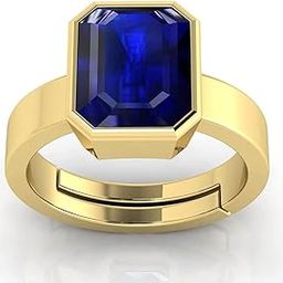 4.00 Ratti 3.00 Carat Certified Original Blue Sapphire Gold Plated Ring Panchdhatu Adjustable Neelam Ring for Men & Women by Lab Certified-image-68