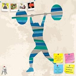 ArtzFolio Transparent Bands Weight Lifter Athlete Bulletin Board Notice Pin Board | Vision Soft Board Combo with Thumb Push Pins | Frameless 16 x 16 inch (41 x 41 cms)-20