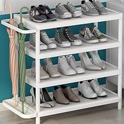 HOME CUBE 4 Layer Plastic Shoe Rack For Home Chappal Stand With Umbrella Holder Multi-Purpose Shelf Shoe Stand For Living Room Home & Office, Adjustable Plastic Shoe Rack Storage., 71X29X82 Cm-17