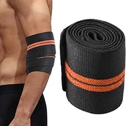 CALANDIS™ Elbow Wrap Weightlifting Elbow Support for Pull up Bar Training Sports Orange | Wrist & Knee Wraps | Strength Training | Fitness, Running & Yoga-25