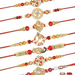 Designer Rakhi Set Of 7 With Roli Chawal and Card For Rakshabandhan | Rakhis For Brother | Rakhi For Kids | Bhaiya Rakhee-image-26