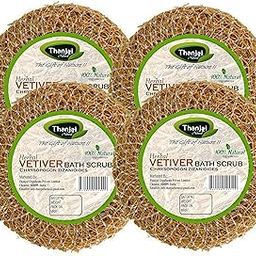 Herbal Vetiver Scrub (Chrysopogon zizanioides) 1st Quality Purely Natural - Pack of 4-image-14