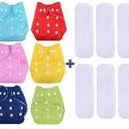 Miracle Moms Baby Cloth Diapers + Inserts/Washable and Reusable/ 100% adjustable Nappy for 0-3 years/Baby cloth diaper pants and white inserts (Multicolor, One Size, 6, count)-28
