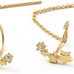 Gold Plated Stars Design Sui Dhaga Needle And Thread Dangle Earrings For Women And Girls (ER2330)-12