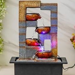 Craft Smith Multicolor Polyresin Tabletop Designer 4 Step Indoor Water Fountain for Home Decor with LED, Speed Control Pump (Size: 29 x 22 x 40 CM | Weight: 1740Gram)-image-44