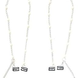 Silver Chain Bra Straps with Pearl Beads| Fashionable & Durable Replacement Straps for Everyday Use | Stylish Straps for Dresses, Saree Blouses & Off-Shoulder Looks-image-82