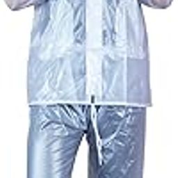 Universal Raincoat Water Resistant Rainsuit with Adjustable Hood Drawstring Hem Set of Top & Bottom with Carrying Pouch-picture-0