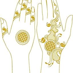 ORDERSHOCK Golden Mehndi with Central Floral Circle & Leaf Design for Back & Front Hand, Time Saving & Easy to Use Golden Mehndi Sticker for Girls & Women-image-31