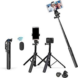 DIGITEK® (DTR-525 SS) 160 CM Long Tripod Selfie Stick with Wireless Remote, Aluminum Rod with 3 Legs Base, 360° Head, GoPro Adapter, 7 Section Adjustment - Compatible with Phones & Action Cameras-10