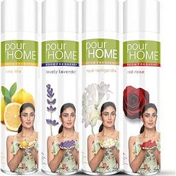 POUR HOME Lavender,Rose,Rajnigandha,Lime Room Air Freshener Spray - 220ML Each (Combo of 4) | Long-Lasting Fragrance - Reduces Odours - Suitable for Home & Office-18