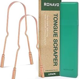 RONAVO Copper Tongue Cleaner for Adults (2 Pack), 100% Pure Copper, Naturally Anti-Microbial, Banishes Bad Breath and Maintains Oral Hygiene, Tongue Scraper with Travel Case, Easy to Use and Clean-image-4