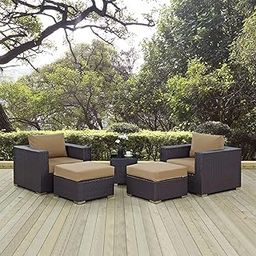 BRISHI 5 Pieces Patio Furniture Set Outdoor Sofa and Ottoman Set with Cushions & Center Table || Balcony Sofa || Wicker Rattan Garden Sofa Set (Brown & Brown)-image-66