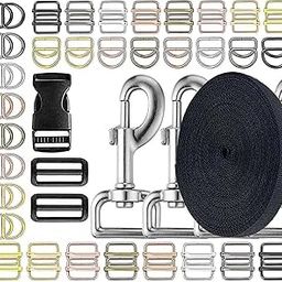 Flat Side Slide Release Buckles & Tri-Glide Slides, Nylon Webbing Straps, Plastick/Metal D Rings Snap Hooks for Luggage Belt Handles Pet Colla-image-95
