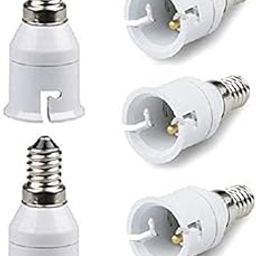 DECOFOLD White E14 to B22 Screw Base Socket Lamp Holder Light Bulb Converter Adapter - 5 Pieces-5