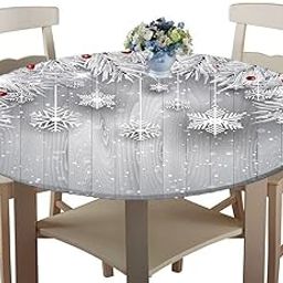 UJEAVETTE 3D Printing Pattern Christmas Waterproof Table Cloth 1.2m A-image-59